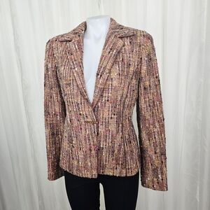Elegant Tweed Women's JacketVintage Juliana Collezione Tweed Boucle  Nubby Blaze